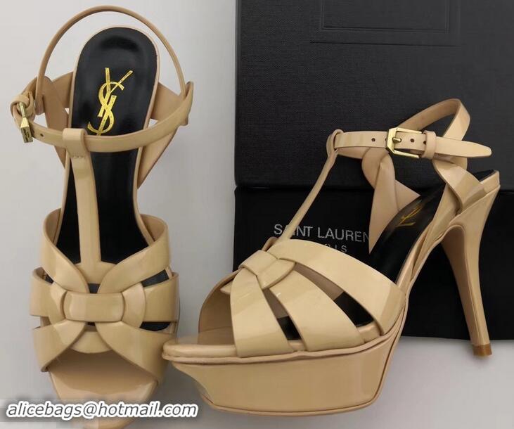 Cheapest Best Saint Laurent Tribute Sandals In Patent Leather Y96433 Apricot