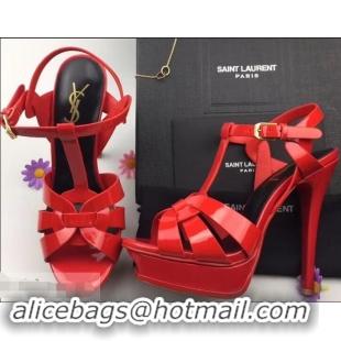 Discount Women Saint Laurent Tribute Sandals In Patent Leather Y96433 Red