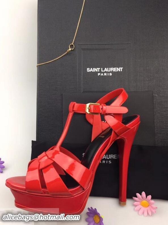 Discount Women Saint Laurent Tribute Sandals In Patent Leather Y96433 Red