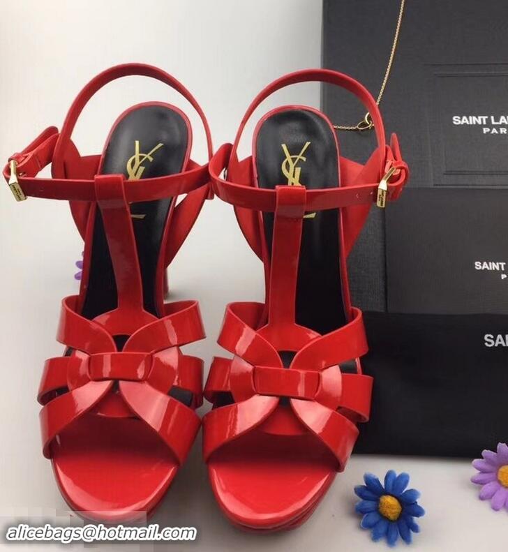 Discount Women Saint Laurent Tribute Sandals In Patent Leather Y96433 Red