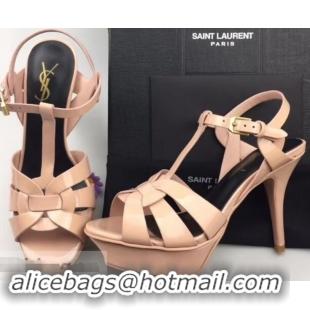 Hot Sell Saint Laurent Tribute Sandals In Patent Leather Y96433 Nude Pink