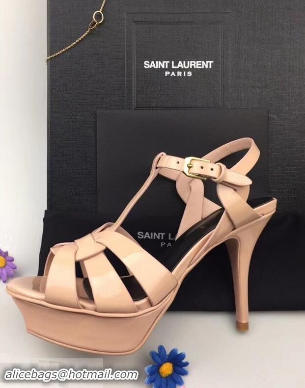 Hot Sell Saint Laurent Tribute Sandals In Patent Leather Y96433 Nude Pink