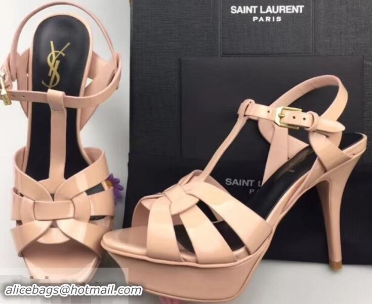 Hot Sell Saint Laurent Tribute Sandals In Patent Leather Y96433 Nude Pink