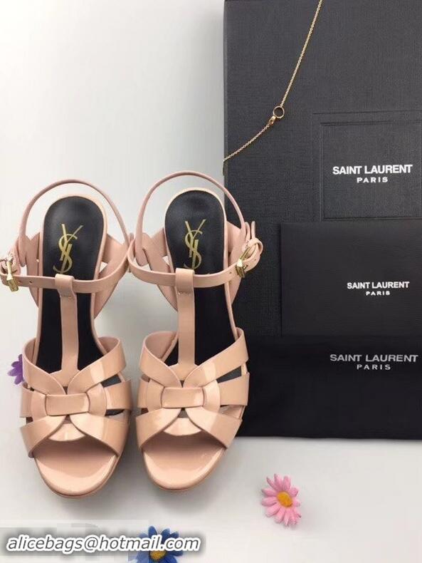 Hot Sell Saint Laurent Tribute Sandals In Patent Leather Y96433 Nude Pink