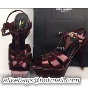 Top Quality Saint Laurent Tribute Sandals In Patent Leather Y96433 Burgundy