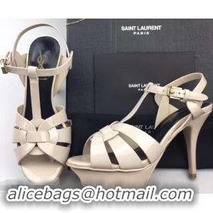 Spot Bulk Saint Laurent Tribute Sandals In Patent Leather Y96433 Creamy