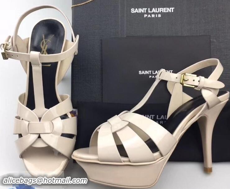 Spot Bulk Saint Laurent Tribute Sandals In Patent Leather Y96433 Creamy