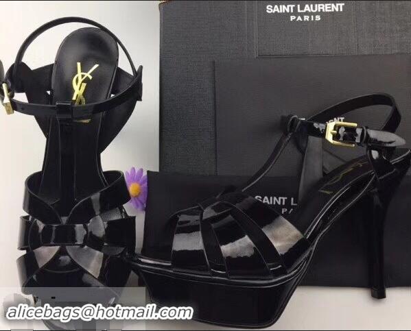 Hot Sell Saint Laurent Tribute Sandals In Patent Leather Y96433 Black