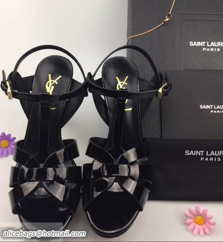 Hot Sell Saint Laurent Tribute Sandals In Patent Leather Y96433 Black