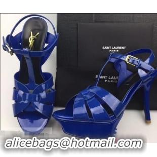 Best Price Saint Laurent Tribute Sandals In Patent Leather Y96433 Blue