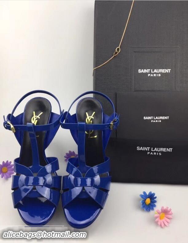 Best Price Saint Laurent Tribute Sandals In Patent Leather Y96433 Blue