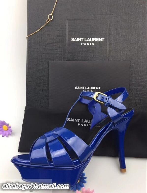 Best Price Saint Laurent Tribute Sandals In Patent Leather Y96433 Blue