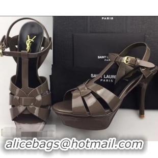 Buy Faux Saint Laurent Tribute Sandals In Patent Leather Y96433 Dark Gray