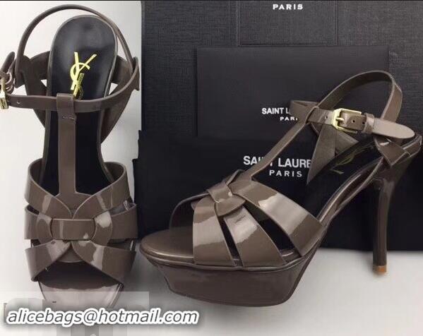 Buy Faux Saint Laurent Tribute Sandals In Patent Leather Y96433 Dark Gray