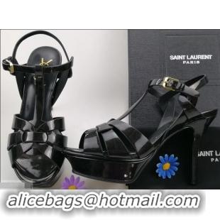 Cheapest Saint Laurent Tribute Sandals In Patent Crinkled Leather Y96444 Black