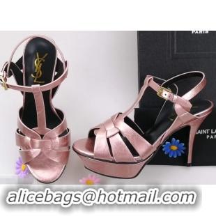 Top Design Saint Laurent Tribute Sandals In Patent Crinkled Leather Y96445 Pink