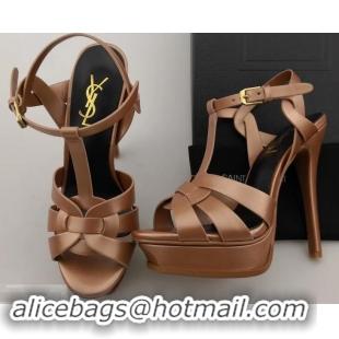 Hot Style Saint Laurent Tribute Sandals In Smooth Leather Y96451 Pink Gold