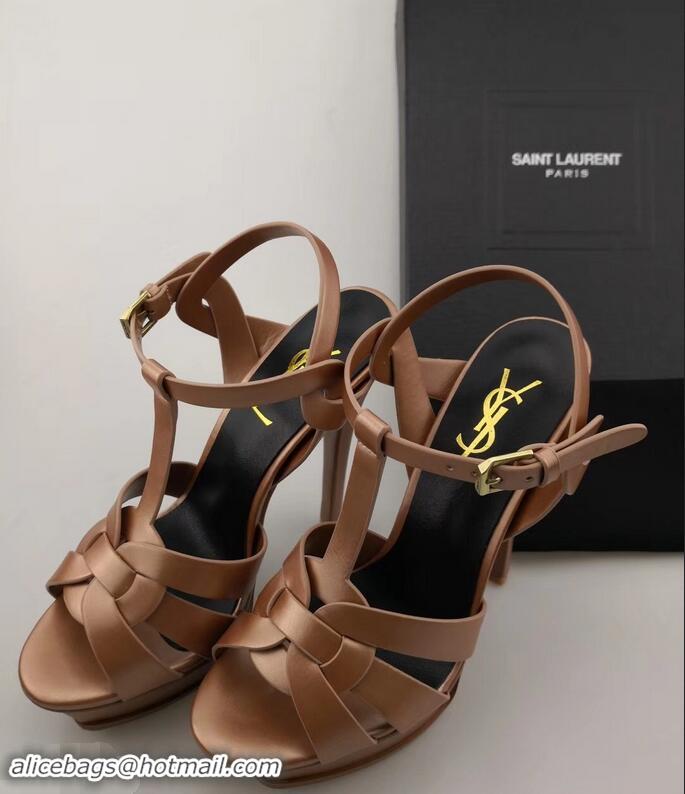 Hot Style Saint Laurent Tribute Sandals In Smooth Leather Y96451 Pink Gold