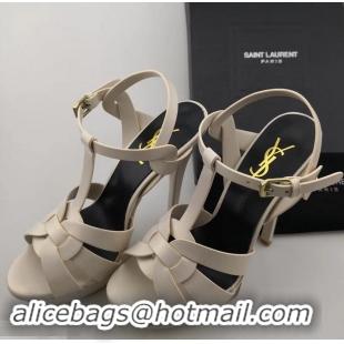 Good Quality Saint Laurent Tribute Sandals In Smooth Leather Y96451 Creamy