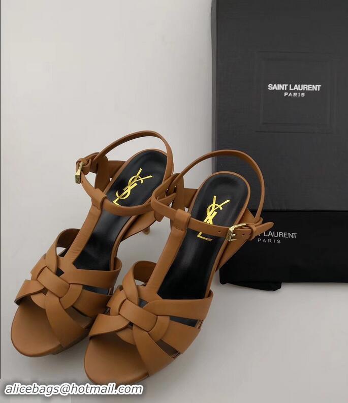 Best Price Saint Laurent Tribute Sandals In Smooth Leather Y96451 Khaki