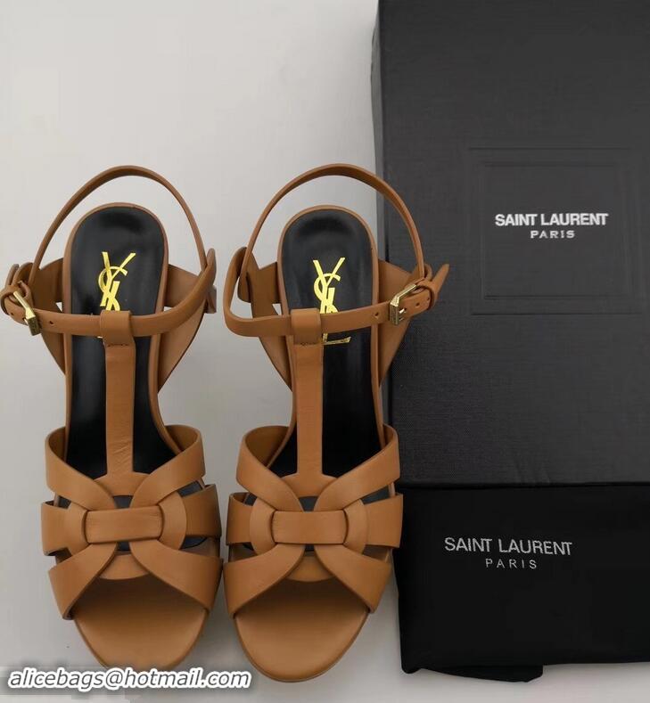 Best Price Saint Laurent Tribute Sandals In Smooth Leather Y96451 Khaki