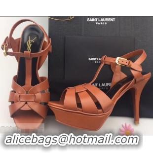 Good Taste Saint Laurent Tribute Sandals In Smooth Leather Y96451 Brown