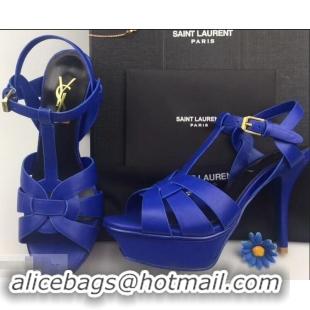 Cheapest Saint Laurent Tribute Sandals In Smooth Leather Y96451 Blue