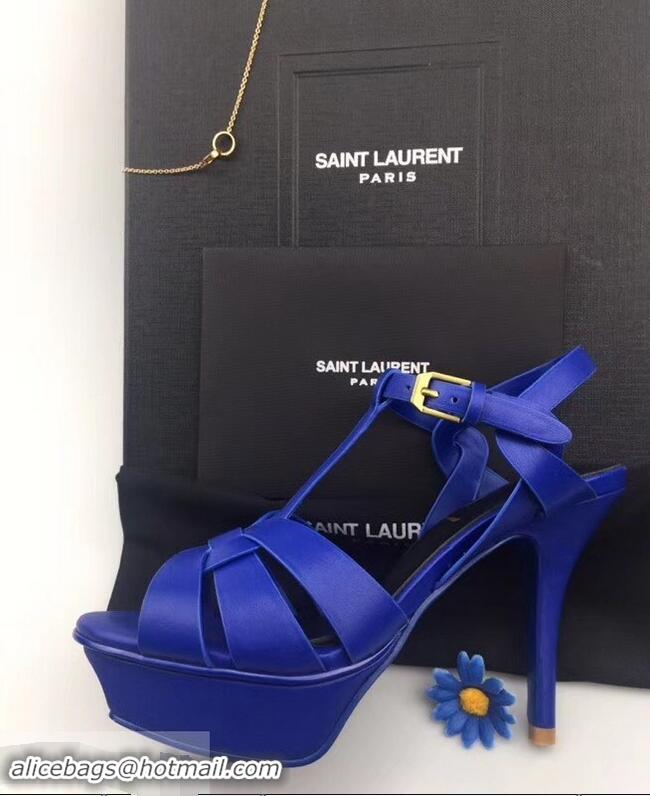 Cheapest Saint Laurent Tribute Sandals In Smooth Leather Y96451 Blue