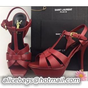 Low Price Saint Laurent Tribute Sandals In Smooth Leather Y96451 Dark Red