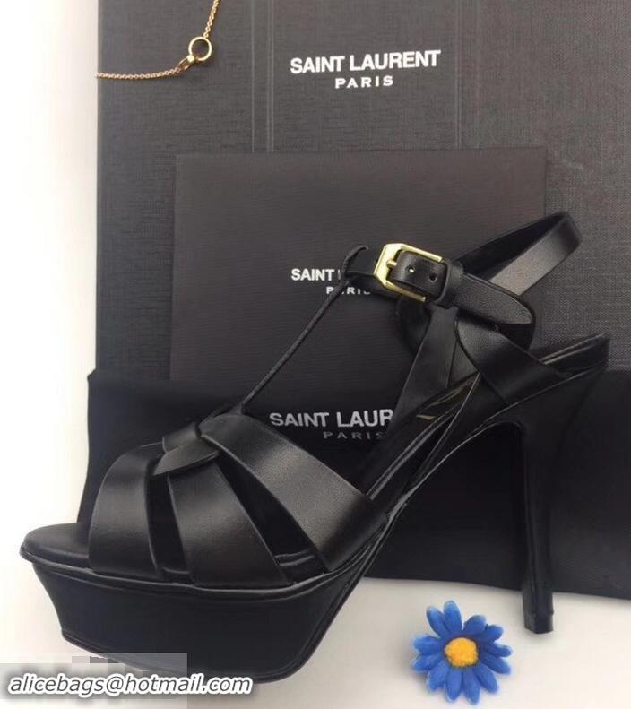 Lowest Cost Saint Laurent Tribute Sandals In Smooth Leather Y96451 Black