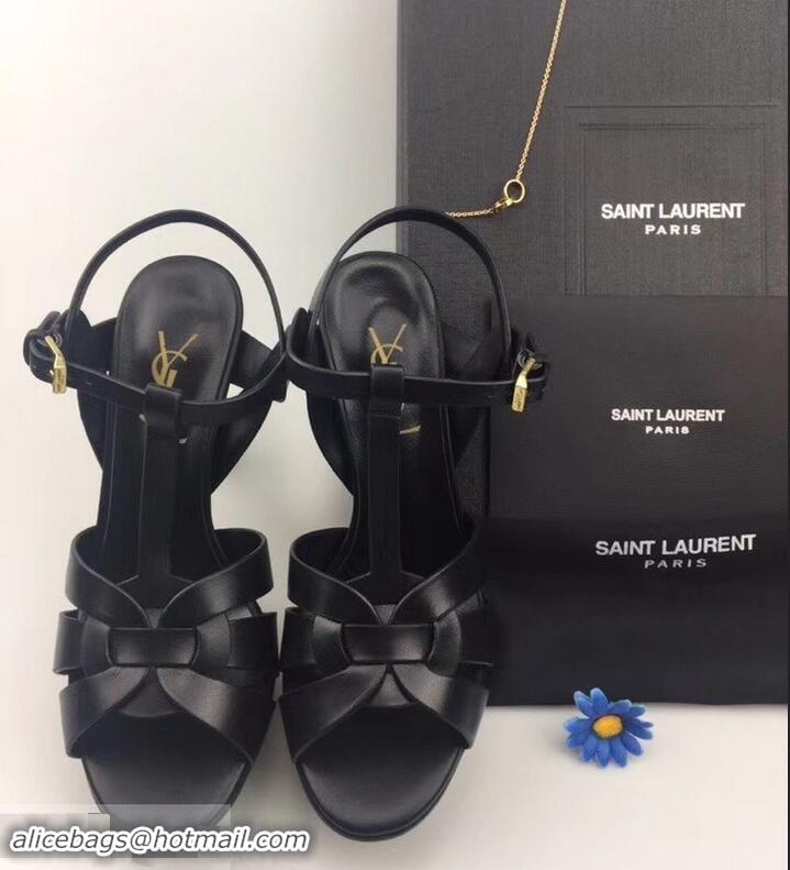 Lowest Cost Saint Laurent Tribute Sandals In Smooth Leather Y96451 Black