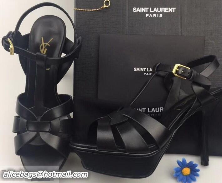 Lowest Cost Saint Laurent Tribute Sandals In Smooth Leather Y96451 Black