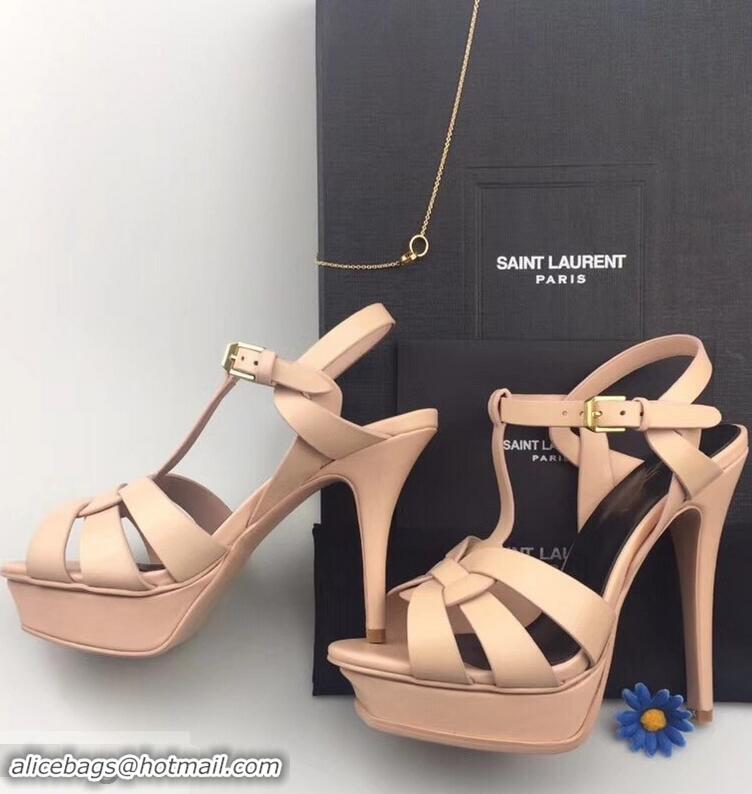 Trendy Design Saint Laurent Tribute Sandals In Smooth Leather Y96451 Nude Pink