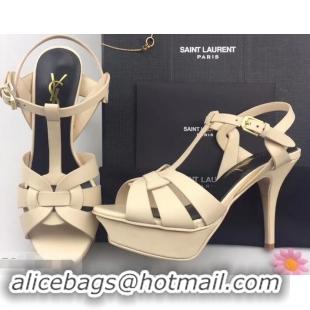 Inexpensive Saint Laurent Tribute Sandals In Smooth Leather Y96451 Beige