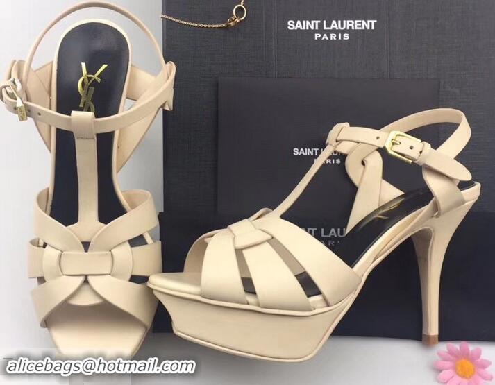 Inexpensive Saint Laurent Tribute Sandals In Smooth Leather Y96451 Beige