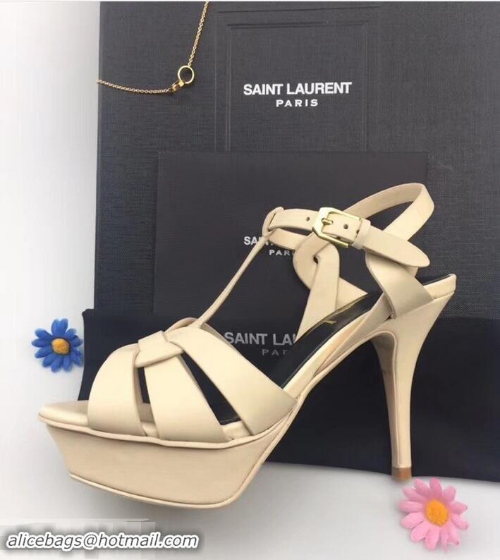 Inexpensive Saint Laurent Tribute Sandals In Smooth Leather Y96451 Beige