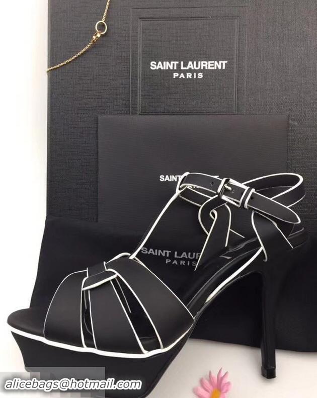 Faux Saint Laurent Tribute Sandals In Smooth Leather Y96451 Edge Black