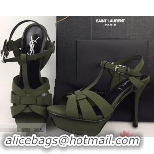 Discount Saint Laurent Tribute Sandals In Smooth Leather Y96451 Edge Green