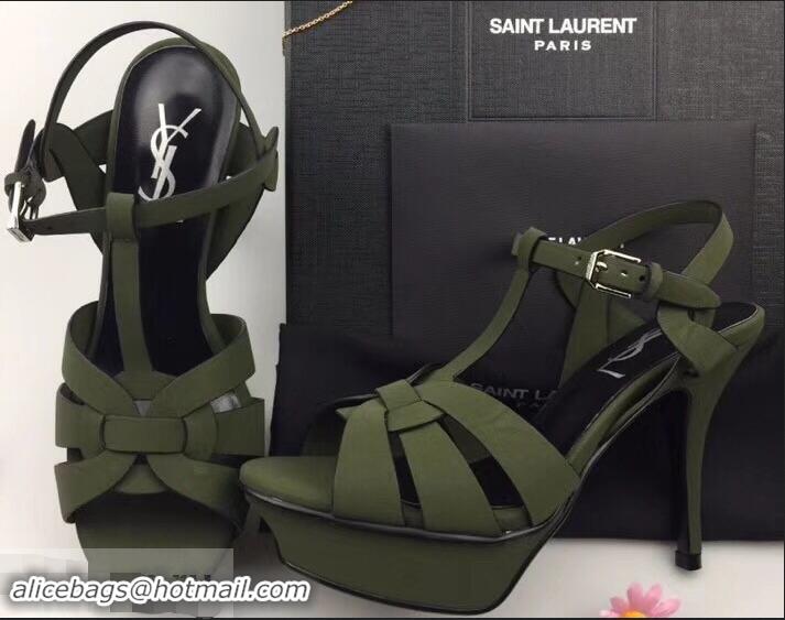 Discount Saint Laurent Tribute Sandals In Smooth Leather Y96451 Edge Green