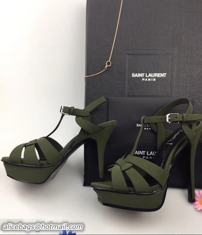 Discount Saint Laurent Tribute Sandals In Smooth Leather Y96451 Edge Green