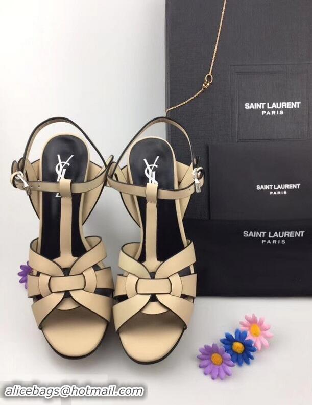 Well Crafted Saint Laurent Tribute Sandals In Smooth Leather Y96451 Edge Beige