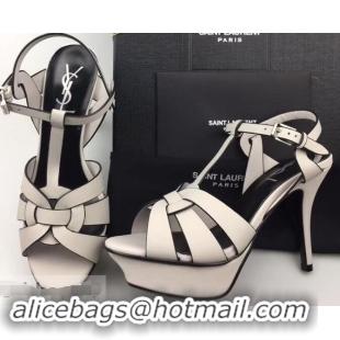 Purchase Saint Laurent Tribute Sandals In Smooth Leather Y96451 Edge Light Gray