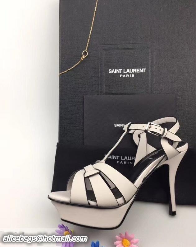 Purchase Saint Laurent Tribute Sandals In Smooth Leather Y96451 Edge Light Gray