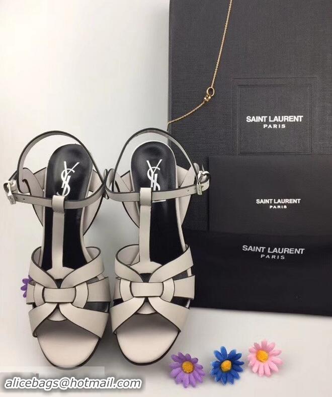 Purchase Saint Laurent Tribute Sandals In Smooth Leather Y96451 Edge Light Gray