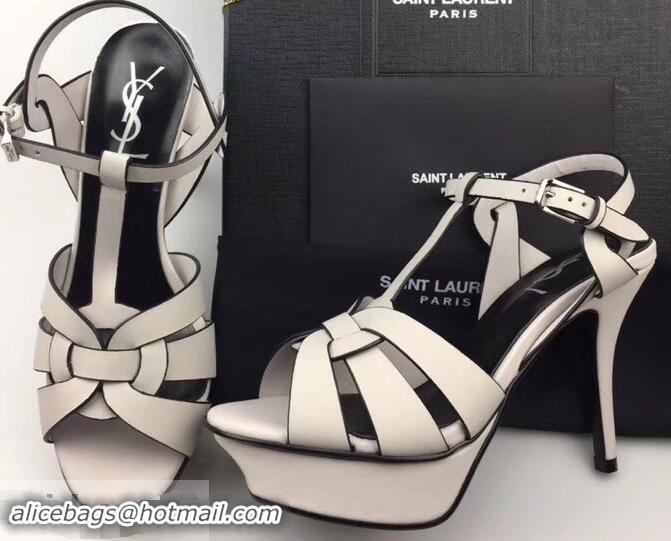 Purchase Saint Laurent Tribute Sandals In Smooth Leather Y96451 Edge Light Gray