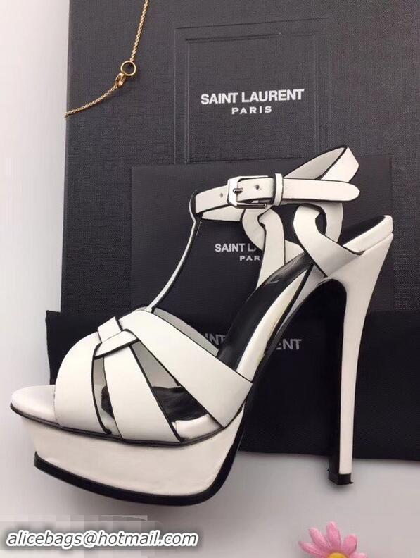 Low Cost Saint Laurent Tribute Sandals In Smooth Leather Y96451 Edge White