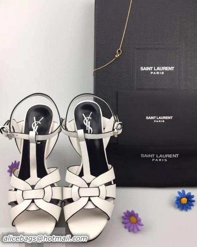 Low Cost Saint Laurent Tribute Sandals In Smooth Leather Y96451 Edge White