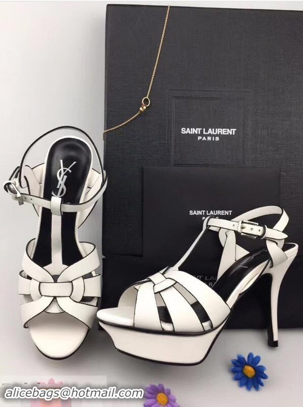 Low Cost Saint Laurent Tribute Sandals In Smooth Leather Y96451 Edge White