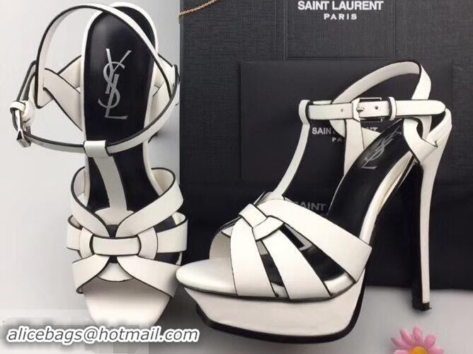 Low Cost Saint Laurent Tribute Sandals In Smooth Leather Y96451 Edge White