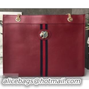 Pretty Style Gucci Vintage Web Rajah Large Tote Bag 537219 Leather Red 2019